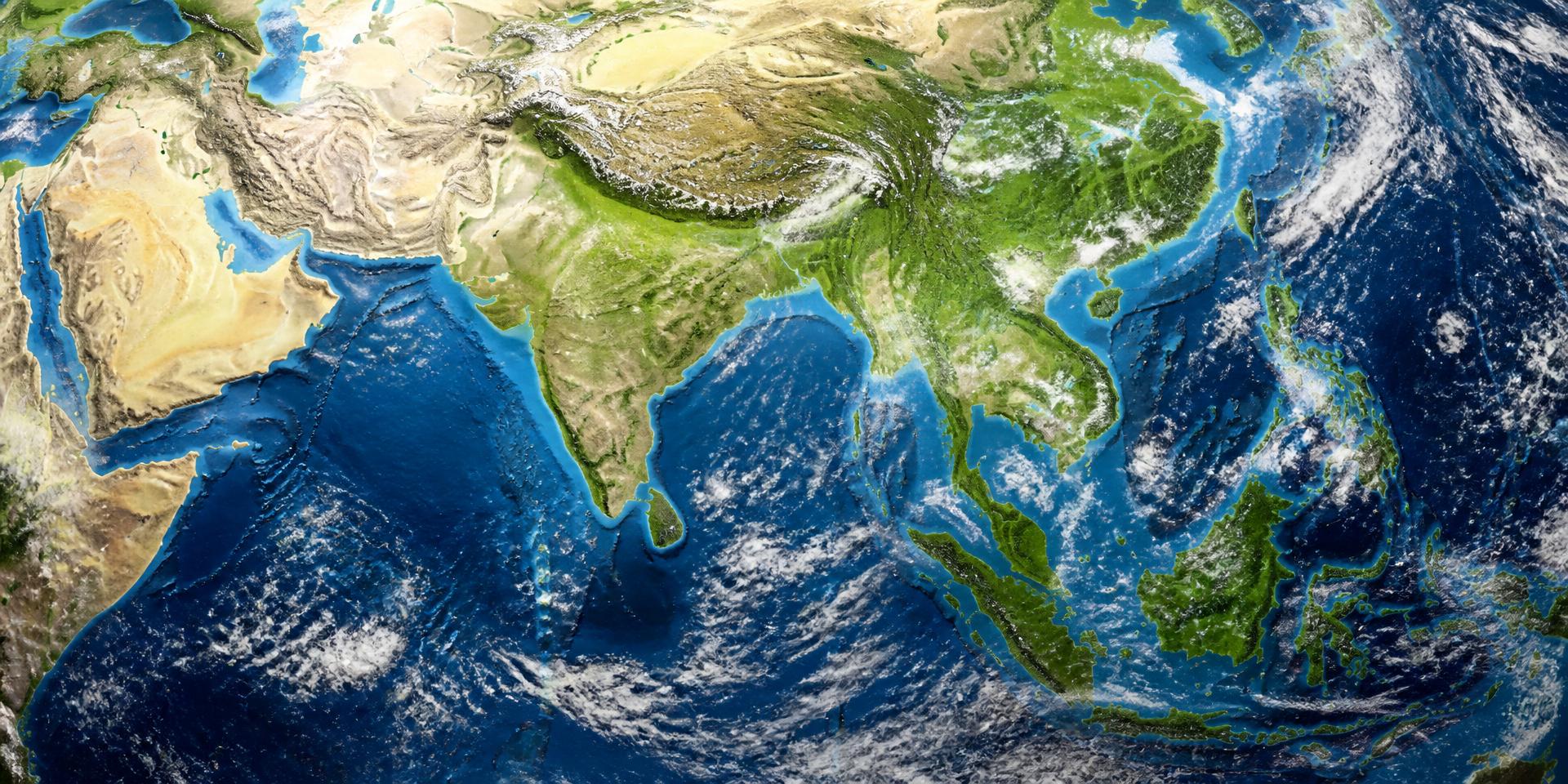 Satellite view of Asia showing Rohingya community locations